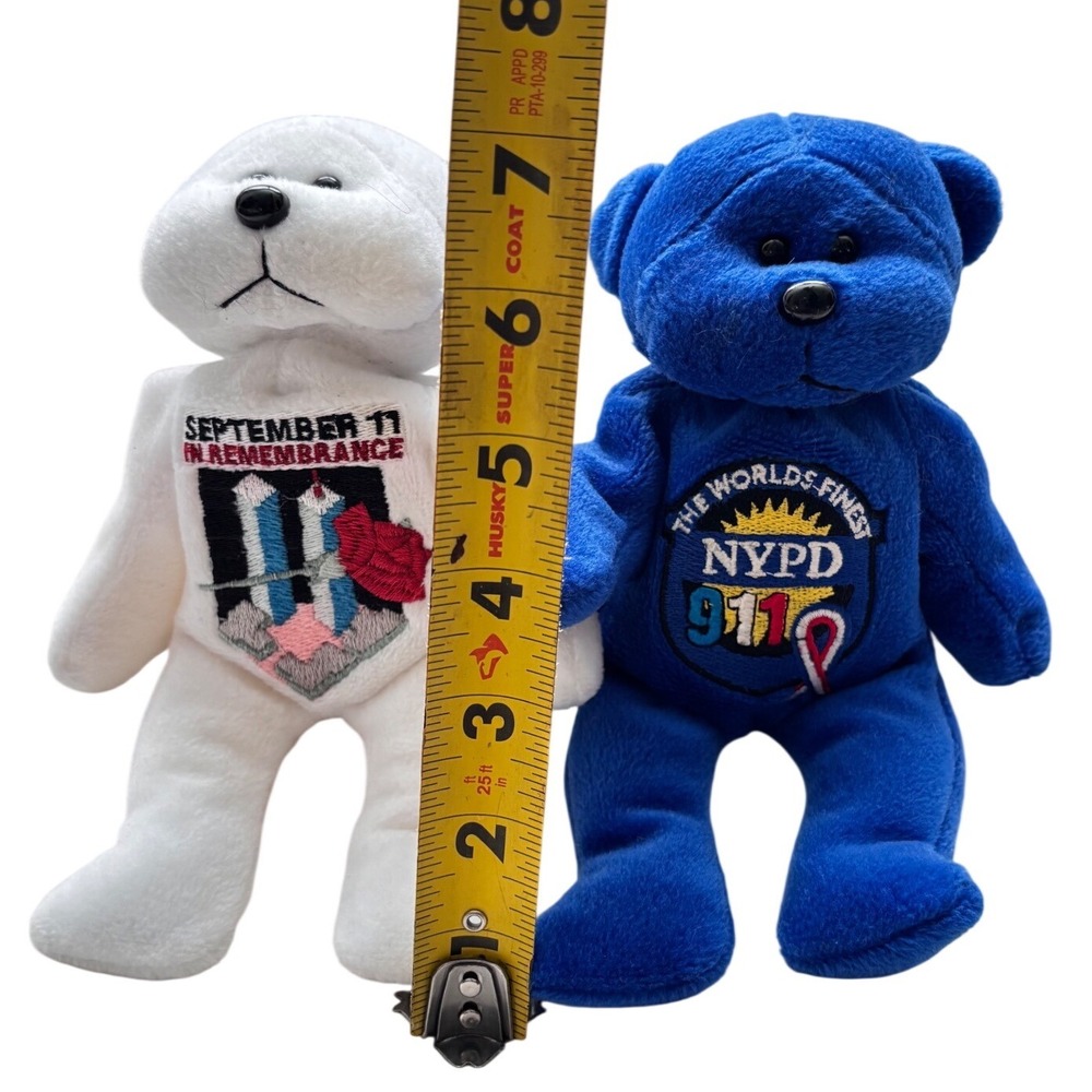 Plushland 9/11 Memorial Bear Lot NYPD 911 September 11 Twin Towers 8" Set of 2 - Picture 5 of 6